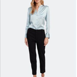 Vince Slim Fit Band Collar Silk Blouse